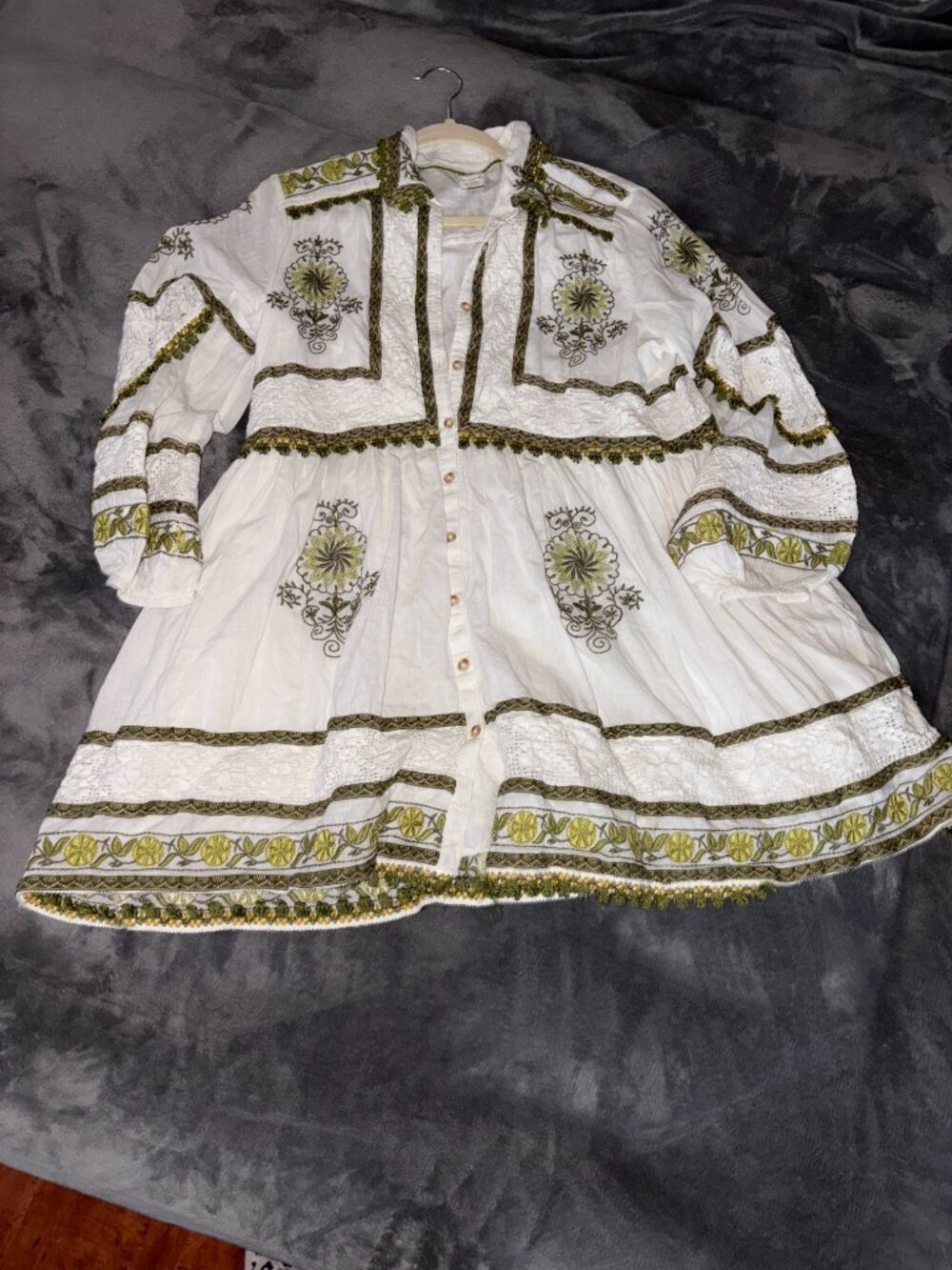 Anthropologie Large Maeve Long-Sleeve Embroidered Boho Mini Dress - Picture 6 of 10